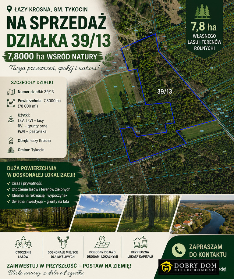Kompleks leśno-rolny o powierzchni 7,8 ha