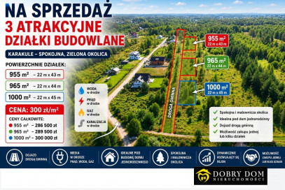 Działka 955m2 Karakule — widok główny