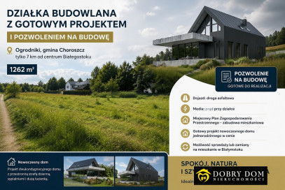 Działka 1262m2 Ogrodniki Barszczewskie — widok główny