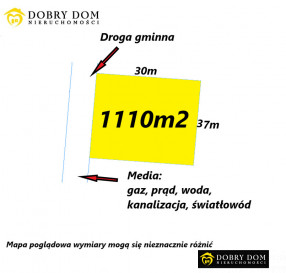 Działka 1110m2 Dobrzyniewo Duże — zdjęcie od frontu