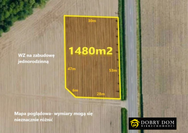 Działka 1480m2 Hermanówka — zdjęcie od frontu