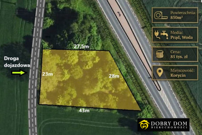 Działka 850m2 Korycin — widok główny