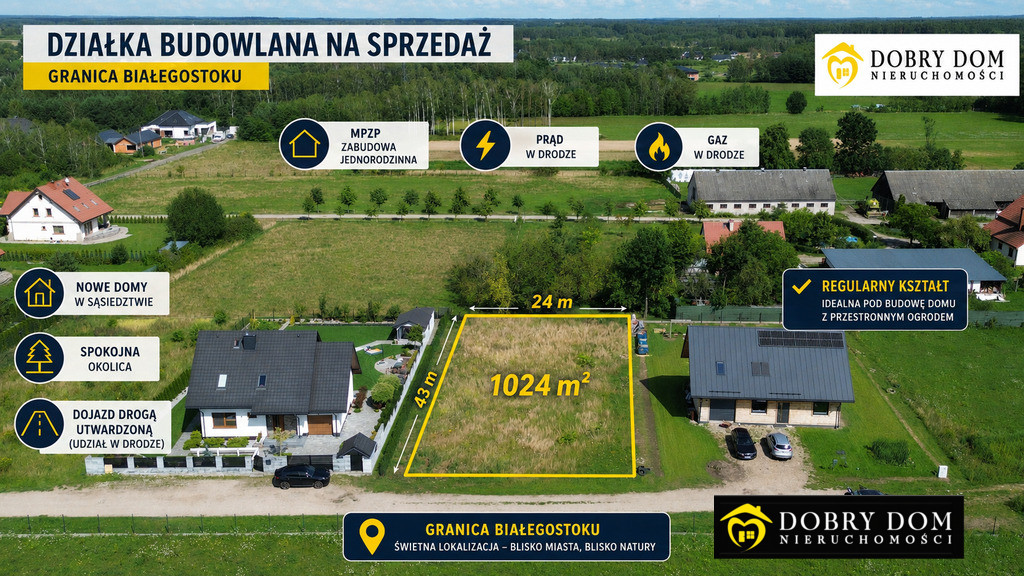 Działka 1024 m2 Białystok Halickie