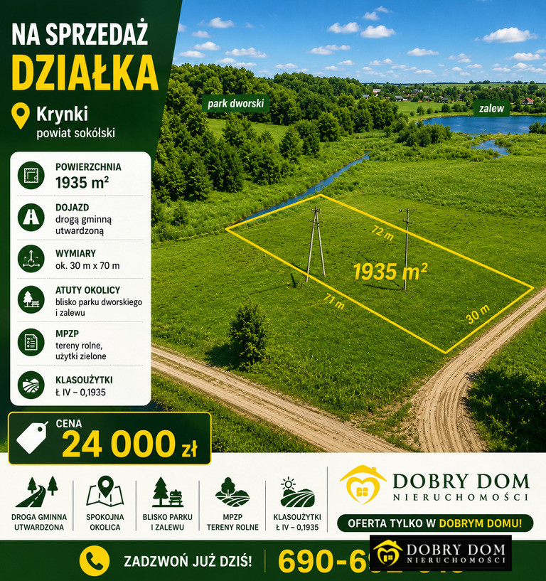 Działka w Krynkach powiecie sokólskim 1935m2