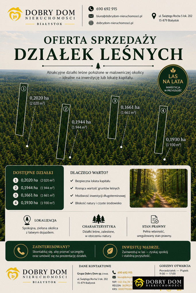 Działki leśne w gminie Sokółka 6055m2