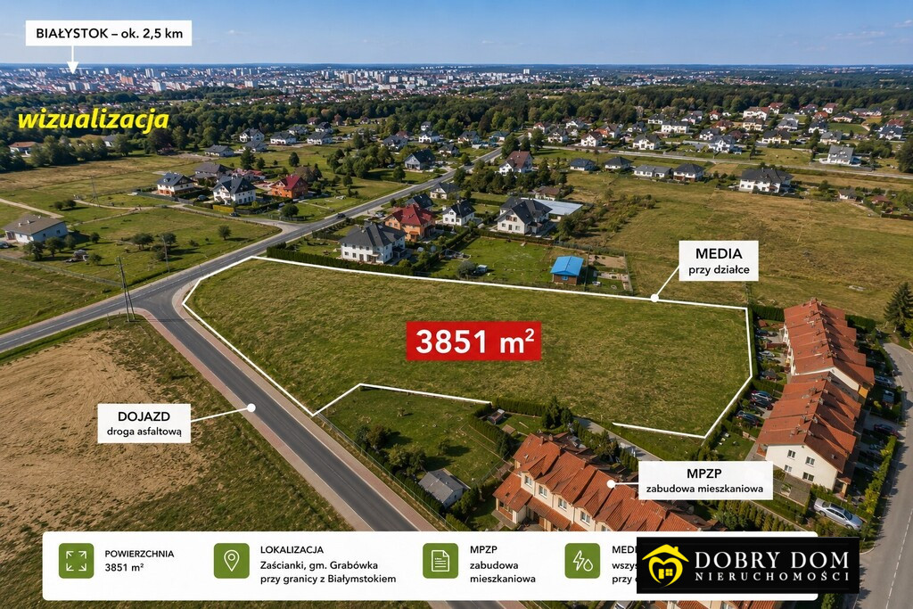 Działka inwestycyjna 3851 m² | MPZP | Zaścianki&hellip;