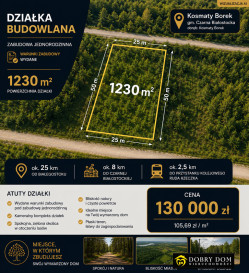 Działka 1233m2 Kosmaty Borek — widok główny