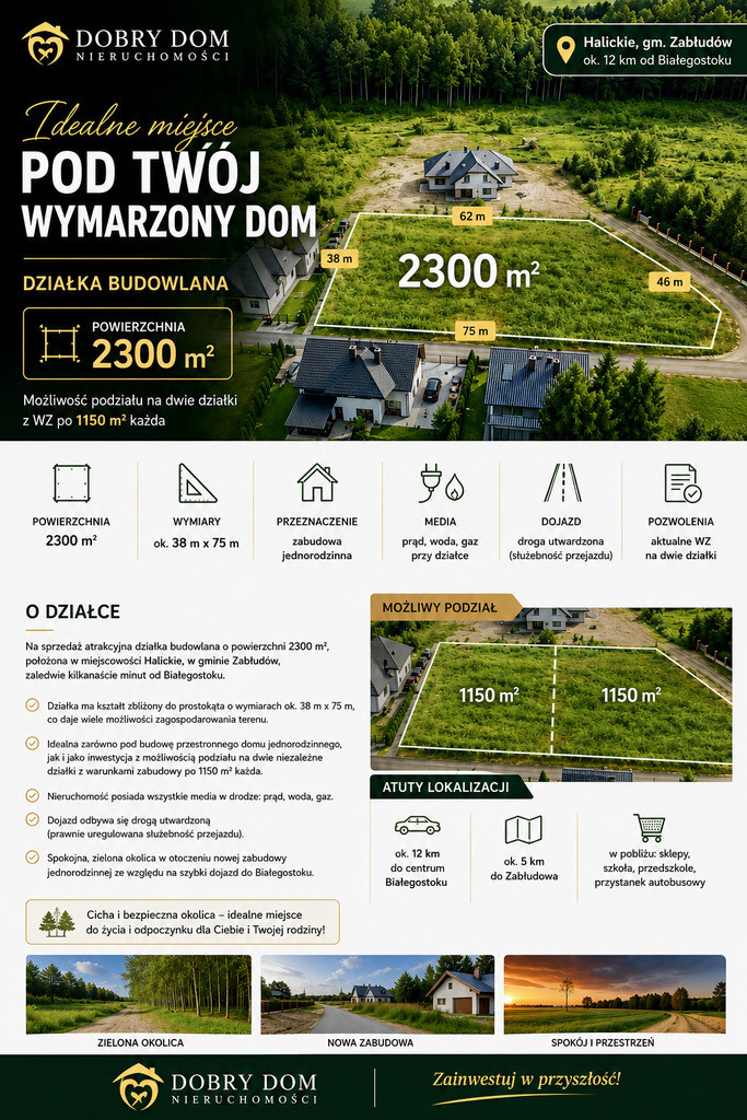 Działka budowlana Halickie 1150 m2