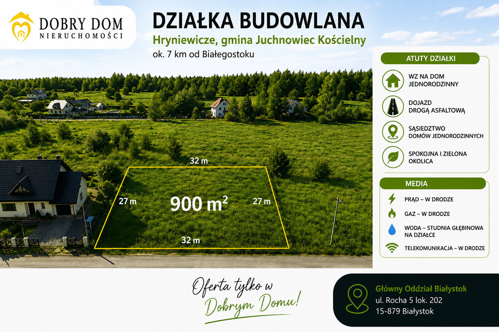 Działka budowlana Hryniewicze 900m2