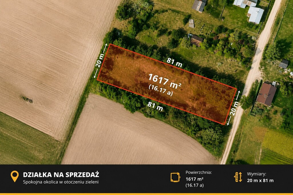 Na sprzedaż działka 1617 m² – Tylwica