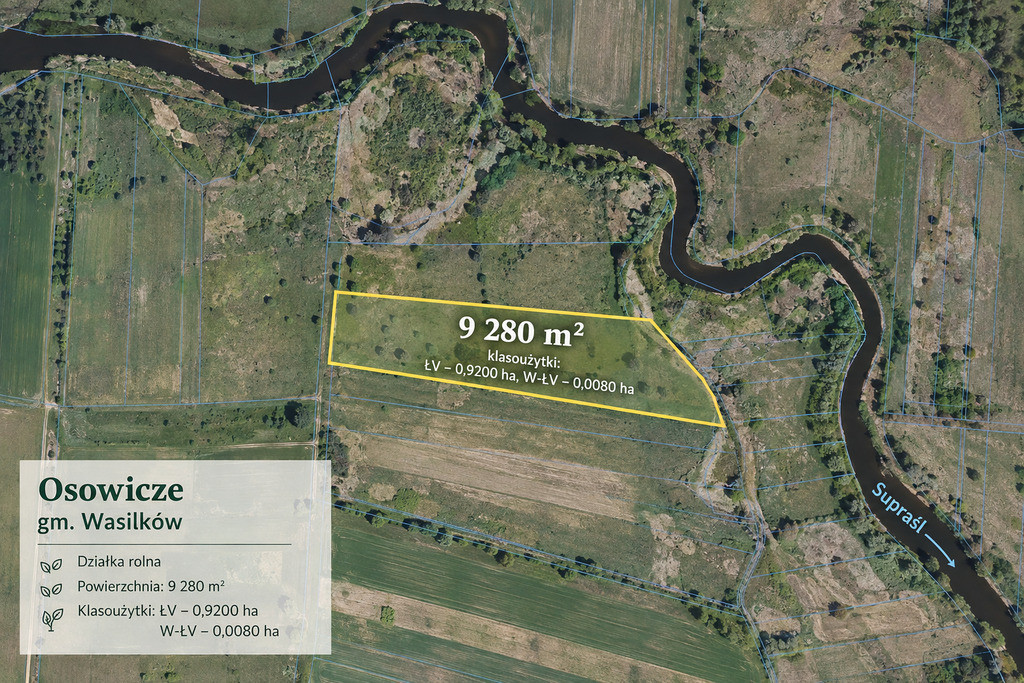 Działka rolna Osowicze 9280 m 2