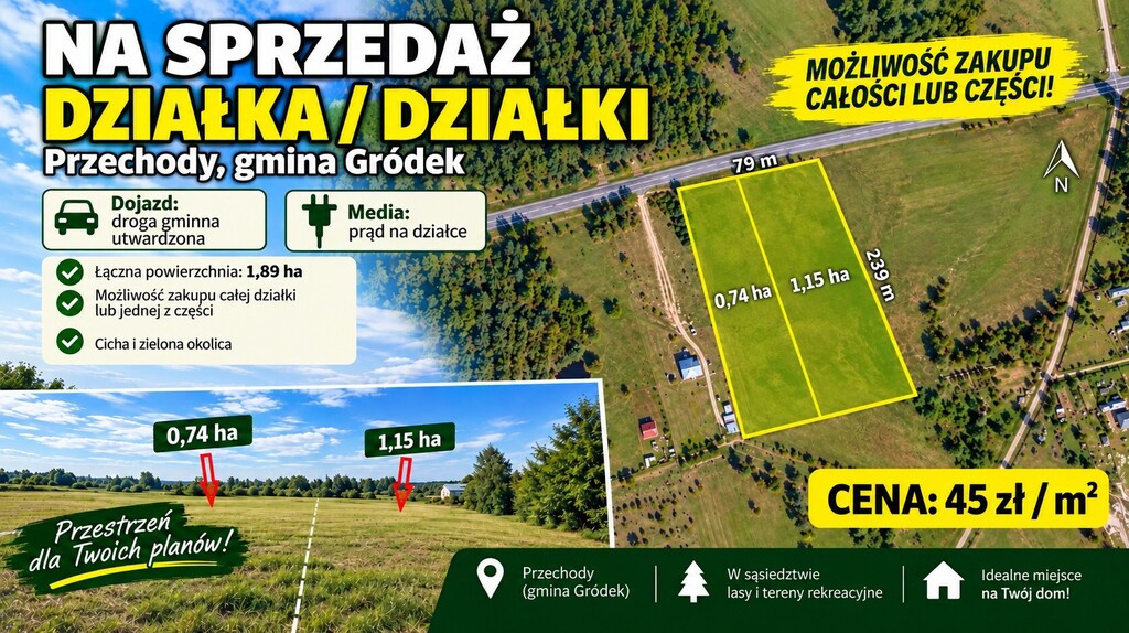 Na sprzedaż działki – Przechody, gmina Gródek