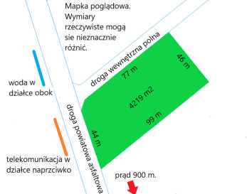 Działka 4219m2 Złotniki - zdjęcie od frontu